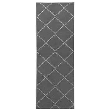 My Magic Carpet Medina Moroccan Diamond Gray Rug, 2.5'x7'