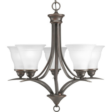 Progress Lighting 5-Light Chandelier With Etched Glass Shades, Antique Bronze