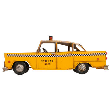 Handmade Classic New York City Taxi Model, Collectible Metal Scale Model Taxi