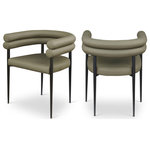 Meridian Furniture - Lavina Upholstered Dining Chair, Olive, Vegan Leather, Set of 2 - Experience the sophisticated allure of the Lavina olive vegan leather dining chair. This chair features a matte black finish and an iron metal frame, ensuring both durability and a modern edge. The contemporary design and luxurious vegan leather elevate your dining space with effortless elegance, making it the perfect centerpiece for gatherings. Enhance your dining area where classic elegance meets contemporary flair.