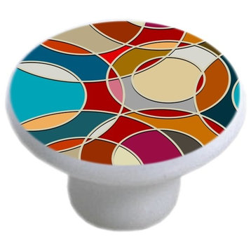 Geometric Circles Ceramic Cabinet Drawer Knob