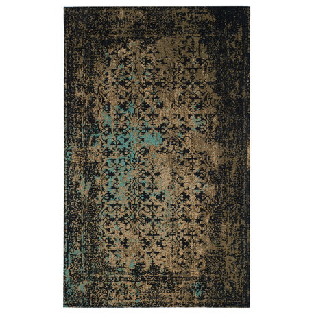 Safavieh Classic Vintage Collection CLV223 Rug, Black/Olive, 4' X 6'