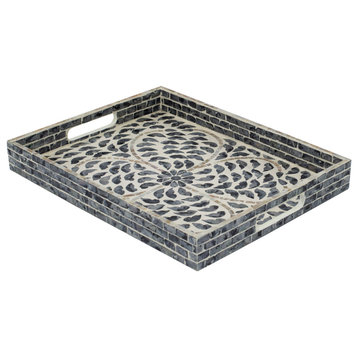 Rectangular Capiz Tray, Black