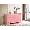 Maklaine Traditional Engineered Wood 6 Drawer Dresser in Pink
