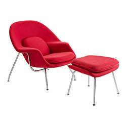 Nest Lounge and Ottoman Set-Red - Products
