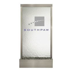 8' Grande Brushed Stainless Steel and Silver Mirror Floor Fountain - Indoor Fountains