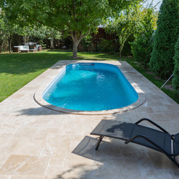Lovely pool decoration project with Classic Travertine