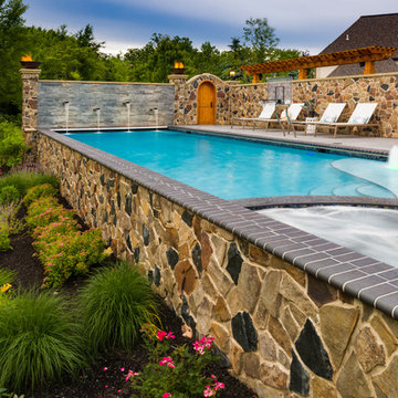 Orange Village pool, spa and arbor.