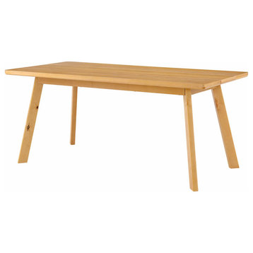 Rustic Dining Table, Birchwood Legs With Rectangular Table Top, Natural