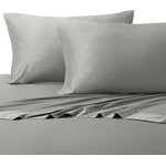 Royal Tradition - Bamboo Cotton Blend Silky Hybrid Sheet Set, Gray, Twin Xl - Experience one of the most luxurious night's sleep with this bamboo-cotton blended sheet set. This excellent 300 thread count sheets are made of 60-Percent bamboo and 40-percent cotton. The combination of bamboo and cotton in the making of the sheets allows for a durable, breathable, and divinely soft feel to the touch sheets. The sateen weave gives these bamboo-cotton blend sheets a silky shine and softness. Possessing ideal temperature regulating properties which makes them the best choice for feel cool in summer and warm in winter. The colors are contemporary, with a new and updated selection of neutral tones. Sizing is generous and our fitted sheets will suit today's thicker mattresses.