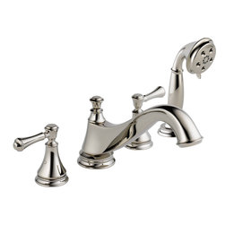 Delta Cassidy Roman Tub w/ Hand Shower Trim - Low Arc Spout - Tub And Shower Faucet Sets