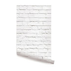 White Modern Clean Look Brick Peel and Stick Vinyl Wallpaper, 24"w X 108"h