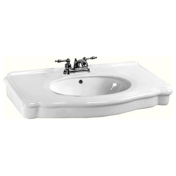 White Bathroom Pedestal Sink Basin Only 4" Centerset Renovators Supply
