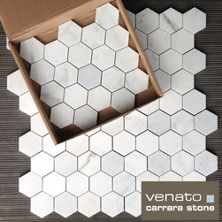 Carrara Venato 3" Hexagon Marble Mosaic Tile - Mosaic Tile