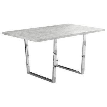 Dining Table, 60" Rectangular, Metal, Laminate, Grey, Chrome