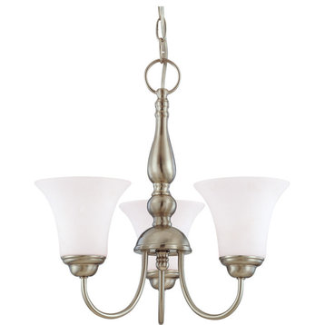 Dupont 3 Light - 16" Chandelier With Satin White Glass