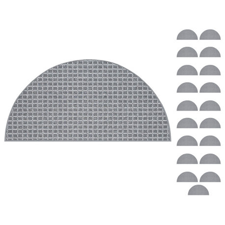 Furnish My Place Corner Indoor/Outdoor Gray Rug, 18"x36" Half Round, Set of 20