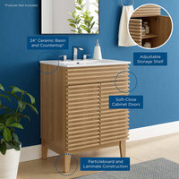 Render Bathroom Vanity, Oak/White