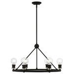 Livex Lighting - Lansdale 6 Light Black With Brushed Nickel Accents Chandelier - Simplicity and attention to detail are the key elements of the Lansdale collection.  The dimensional form, exposed bulbs and combination of finishes adds a playful mood to a contemporary or urban interior. This six light chandelier design gives a new face to any interior.  It is shown in a black finish with brushed nickel finish accents.