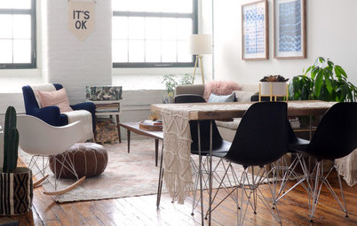My Houzz: Pretty Pinks and Neutrals in a Boho-chic Loft Apartment