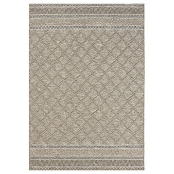 Paolo Contemporary Geometric Brown Indoor Outdoor Area Rug, 5' x 7'