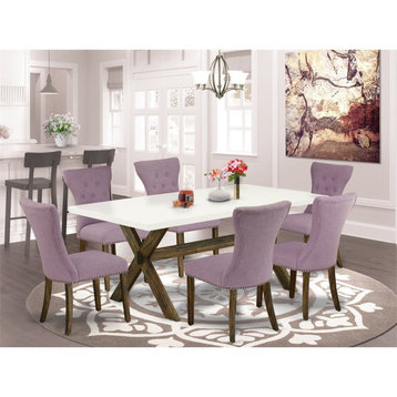 East West Furniture X-Style 7-piece Wood Dinette Room Set in Jacobean Brown
