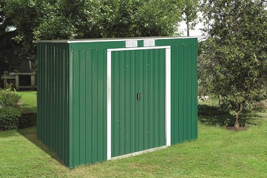 Duramax 8' x 4' Pent Roof Shed Dark Green with Off White Trim 50651