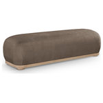 Meridian Furniture - Calum Upholstered Bench, Brown, Chenille Fabric, Natural Finish - Being a benchwarmer is quite the experience when you're seated on this Calum brown chenille fabric bench. This lovely bench has the bells and whistles your room is looking for, from its posh, comfy seat upholstered in soft chenille fabric to its classic shape. It's plump and cozy enough for snuggling up with a good book yet utilitarian enough to create a handy spot to sit while pulling on boots or shoes. Its solid wood frame adds durability to its midcentury modern design, making it quintessential for multiple spaces.
