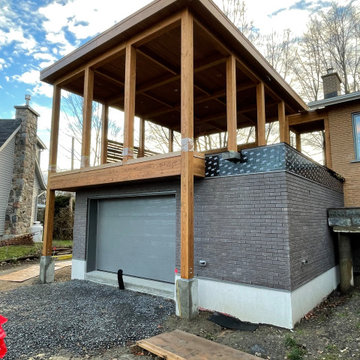Extension de garage avec véranda au dessus