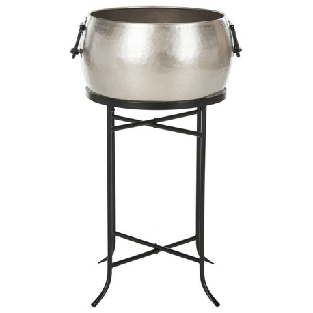 Safavieh Outdoor Azov Beverage Tub WithStand Pewter/Black