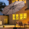 Costway 10ft Patio Solar Umbrella LED Patio Market Steel Tilt w/ Crank Outdoor