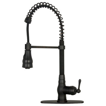 Copper Pre-Rinse Spring Kitchen Faucet with Pull Down Sprayer, Oil Rubbed Bronze