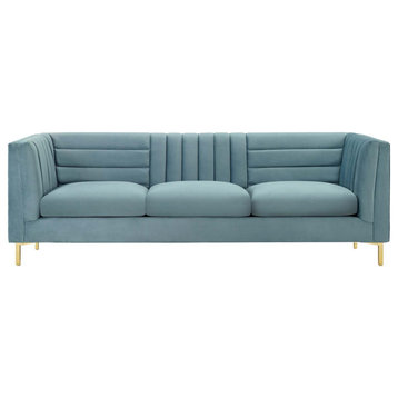 Ingenuity Channel Tufted Performance Velvet Sofa - Luxurious Comfort Retro-Mode