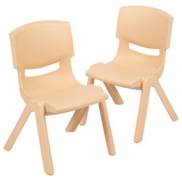 Flash Furniture 12" Plastic Stackable Preschool Chair in Natural (Set of 2)