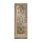 Glass Front Entry Door Sans Soucie Art Glass Corazones 3D in Color