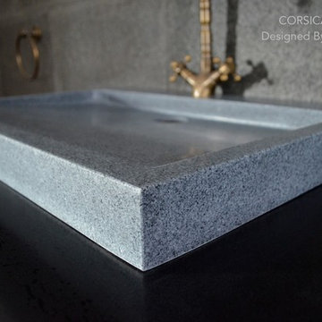 Trough Sinks Bathroom 27" Gray Granite Stone  - CORSICA