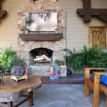 Heavy Timber Pool Pavilion with Fireplace in Alabama