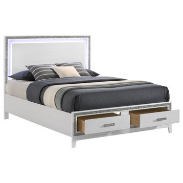 ACME Haiden Queen Bed With Storage, LED & White Finish