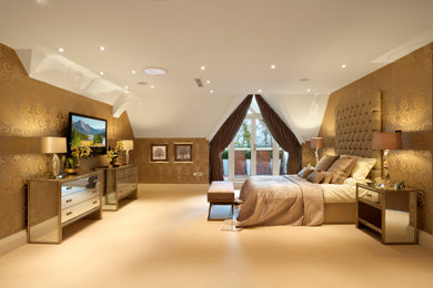 Contemporary bedroom in Hertfordshire.