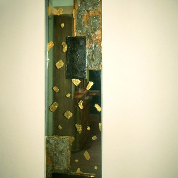 Pannello decorativo Ingresso- vetro, legno foglia oro e foglia argento