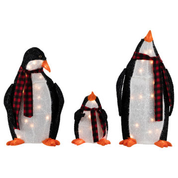 Set of 3 Lighted Penguin Family Outdoor Christmas Yard Decoration