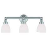 Livex Lighting - Livex Lighting 1023-91 Classic - Three Light Bath Bar - Shade Included: YesClassic Three Light  Brushed Nickel Satin *UL Approved: YES Energy Star Qualified: n/a ADA Certified: n/a  *Number of Lights: Lamp: 3-*Wattage:100w Medium Base bulb(s) *Bulb Included:No *Bulb Type:Medium Base *Finish Type:Brushed Nickel