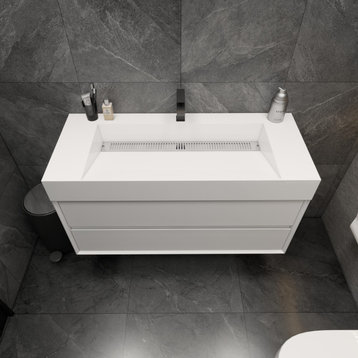 MAX 48" Floating Bath Vanity With Acrylic Sink, Gloss White