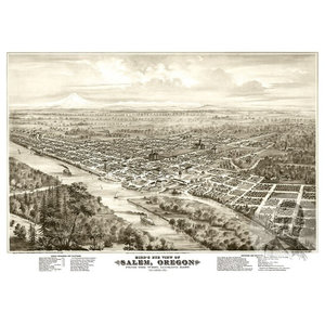 Salem Oregon 1876 Historic Panoramic Town Map 16x24 