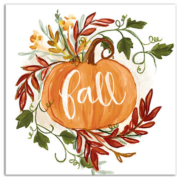 Fall Pumpkin Vine 3 12x12 Canvas Wall Art