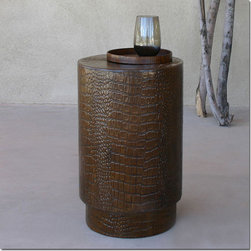 Crocodile Leather Side Table - Side Tables And End Tables