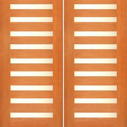 Contemporary Exterior Double Door, Mahogany, Laminated Glass - Front Doors