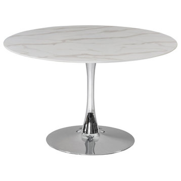The Luna Dining Table, 48", Chrome, Midcentury, Round