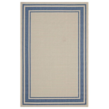 Modway Rim Solid Border Borderline 5'x8' Indoor and Outdoor Area Rug, Blue