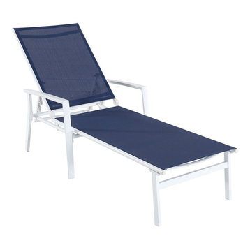 Naples Adjustable Sling Chaise, White/Navy
